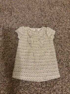 Janie and Jack Textured Dress 3-6 Months Light Pink Gray Short Sleeve Button